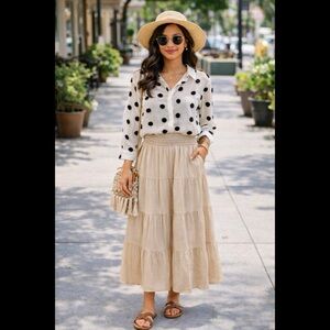 ADORE White Polka Dot Oversized Blouse